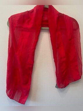 Red Striped Silk Scarf Elaine Gold